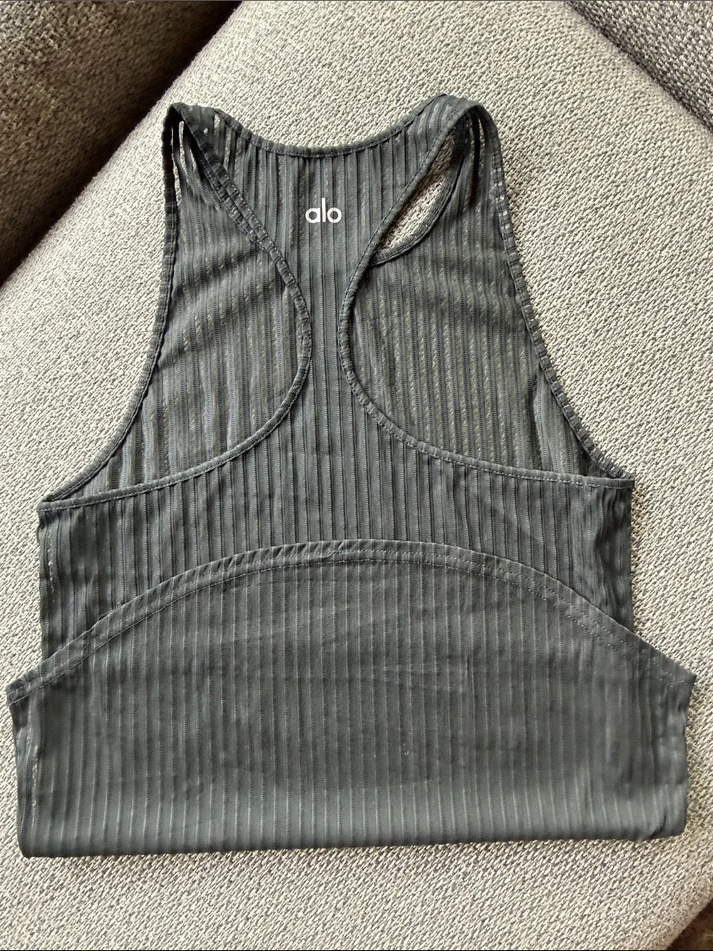 ALO Yoga Black Ribbed Racerback Tank